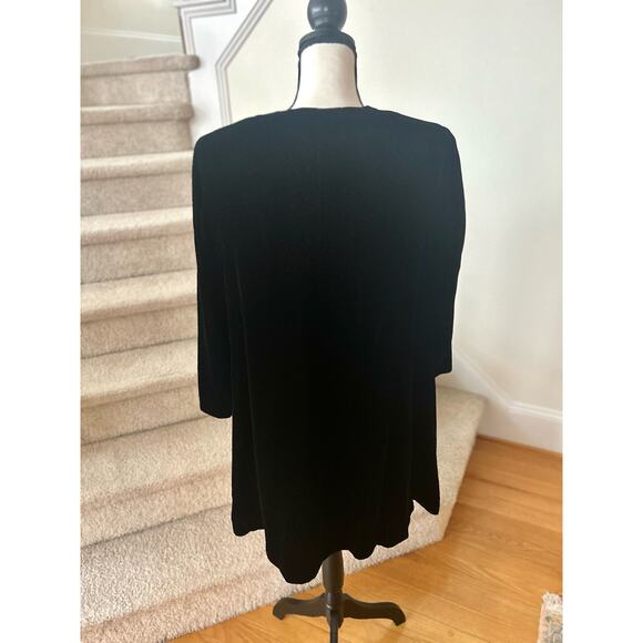 Vintage Ann Taylor Black Crushed Velvet Long Line Cardigan - Picture 2 of 7